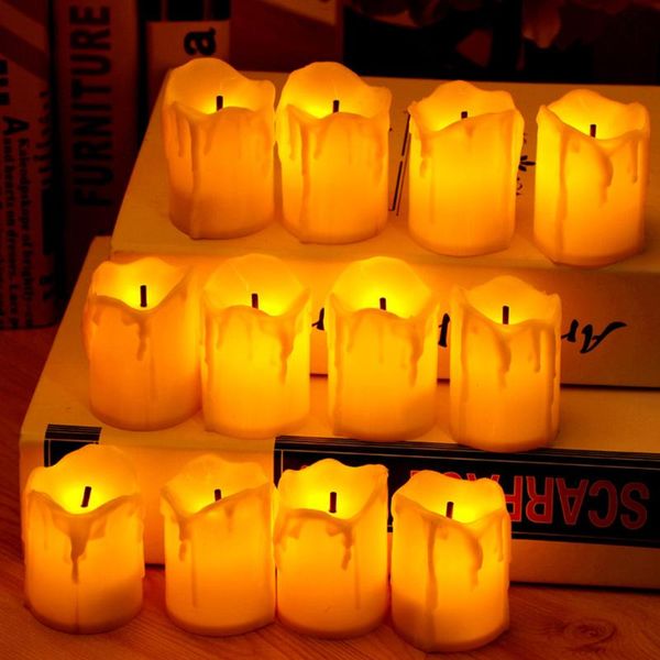 

candles 24/12pcs flameless led candle light bright bulb battery operated tea & realistic flames fake christmas decoration