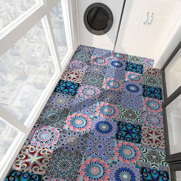 Обои Цветные плитки Пиль и палку рулон наклейки кольцо кухонная плитка ванная комната DIY самоклеящаяся стена домашнего декора