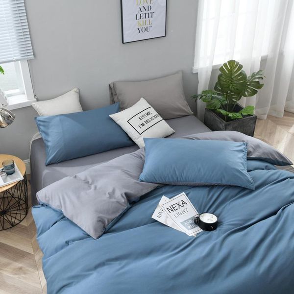 

bedding sets japanese small fresh ins pure color simple set sheet quilt cover pillowcase four-piece suit for all seasons