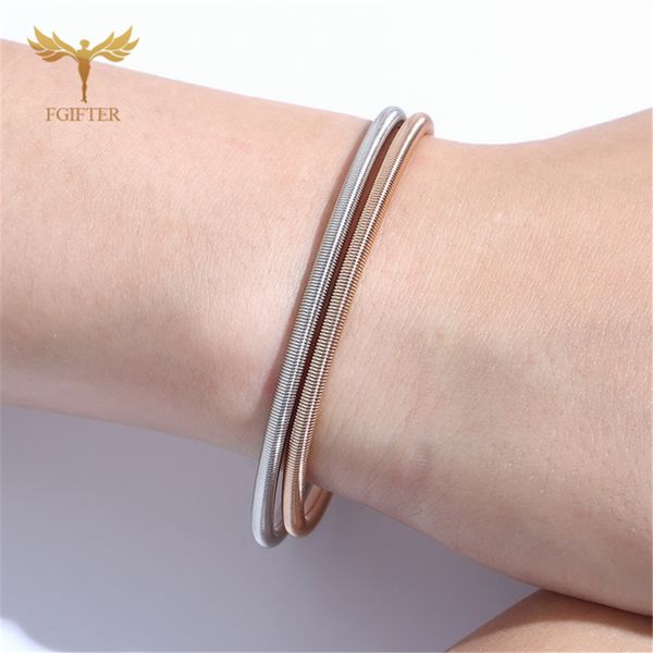 

3mm memory spring wire bracelets for women 2 pcs spring bracelet bangle 19mm length golden silver color steel jewelry accessory, Black