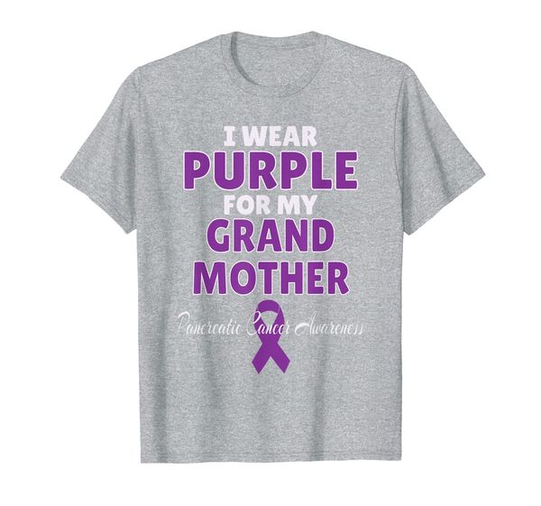 

pancreatic cancer awareness i wear purple for grand mother t-shirt, White;black