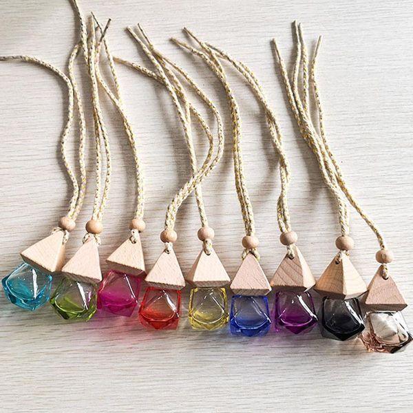 

storage bottles & jars 100pcs 8ml car hanging perfume air freshener diffuser,essential oil pendant vials,thick clear glass fragrance contain