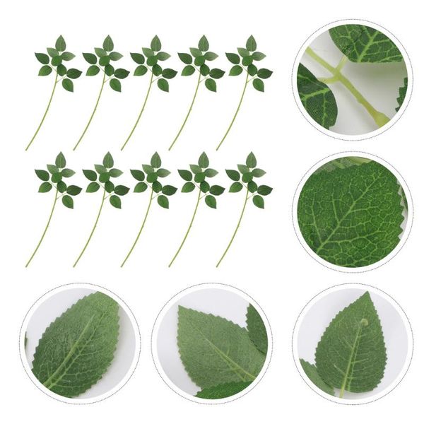

10pcs floral stem wire with leaves craft flower wire diy floral arrangement artifical rose stems