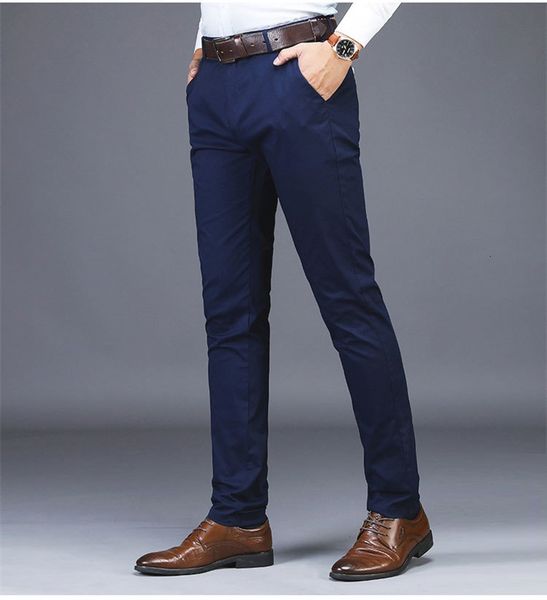 

pantspring and summer khaki black blue men's suit pants casual cotton office business slim stretch clothing