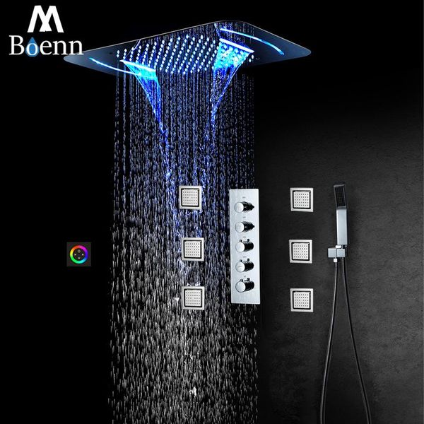

bathroom shower sets m boenn luxurious faucet panel system rain showerhead 22.8"x14.9" led set mixer with thermostat valve tap