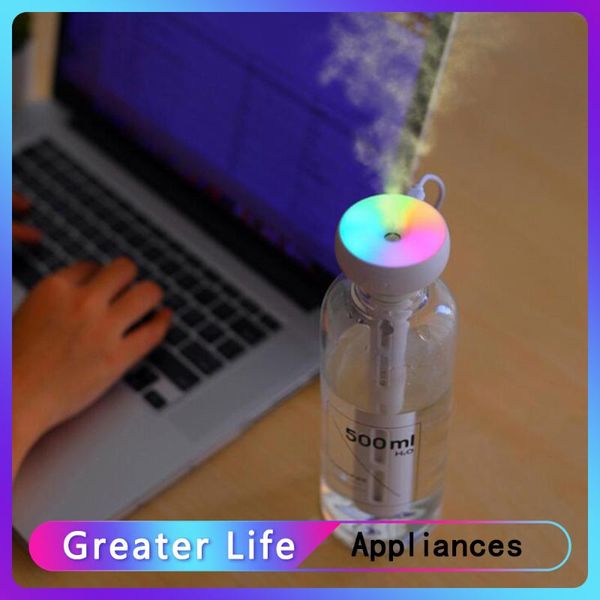 

portable air humidifier bottle aroma diffuser mini with light mist maker for home car humidification detachable humidifiers