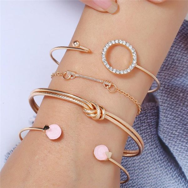 

2021 bracelets bangles set charm knot circle zircon crystal pink bracelet for women jewelry accessories pulseras mujer bijoux, Black