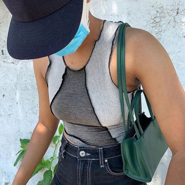 

women's tanks & camis european and american 2021 self-fitting small vest spell wave edge irregular tank 20332 p, White