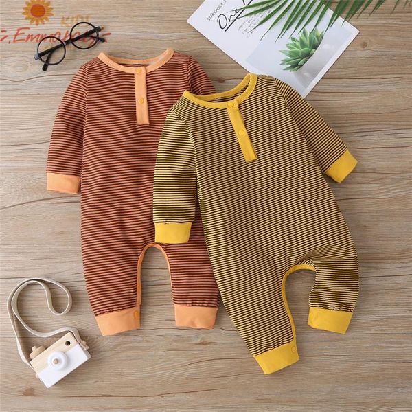 

jumpsuits breathable born long sleeve jumpsuit autumn baby boys girls simple style round collar striped romper infant casual clothes, Blue