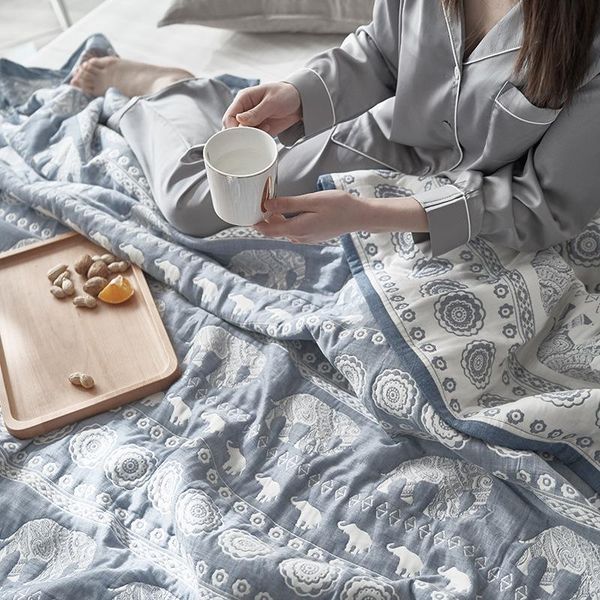 

comforters & sets 60 pieces of washed cotton yarn-dyed air conditioner by elephant jacquard summer quilt double blanket lb62903