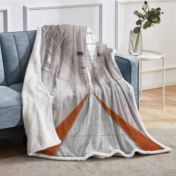 

Fleece Blanket Throw Apocalypse Hallway Galactic Journey to Stars on Milky Way Landscape Throw Blankets for BedroomWhite Orange