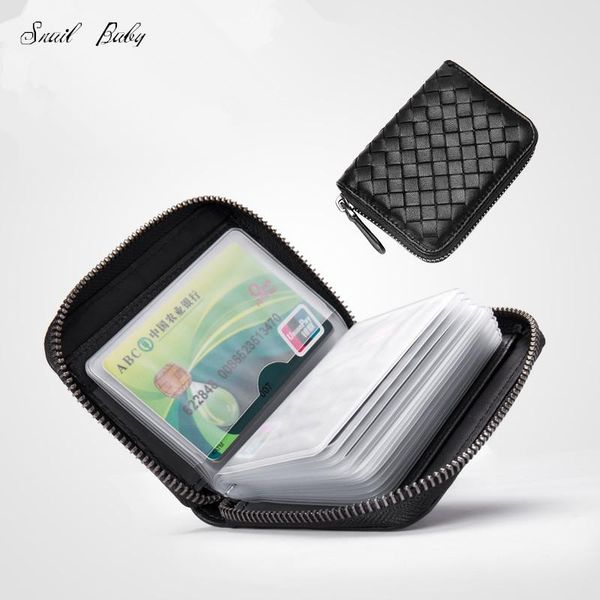 

card holders zipper package male leather multi small wallet bag name clip sheepskin woven female sleeve, Brown;gray