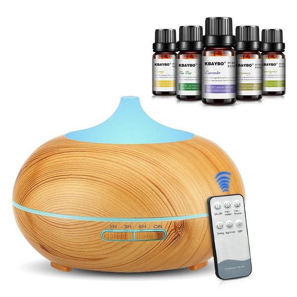 

remote control ultrasonic air humidifier aroma essential oil diffuser with wood grain led lights for home humidifiers