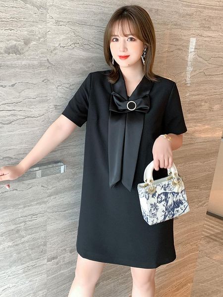

casual dresses simple dress with ribbon collar 2021 summer pattern, Black;gray
