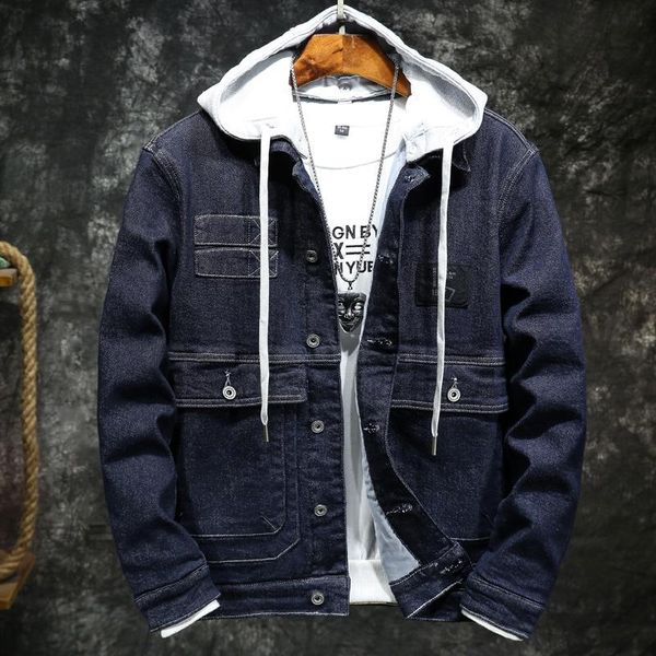 

men's jackets 2021men's dark blue winter jean outerwear warm denim coats liner thicker wool large size m-4xl, Black;brown