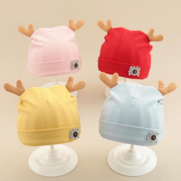 

hair accessories winter warm infant beanie cotton hat anti-wear close fit adorable deer horn decor outdoor, Slivery;white