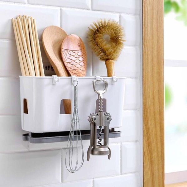 

kitchen storage & organization wall mounted cutlery drainer rack with drip tray utensils organizer spoon fork chopsticks holder caddy gadget