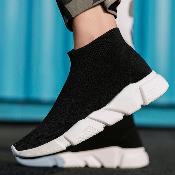 

boots women stretch fabric shoes woman socks ladies flats platform breathable mesh lightweight leisure, Black