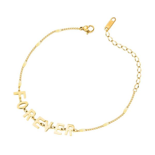 

link, chain potcet korea 2021 fashion trend temperament women's titanium steel letter bracelet geometric retro jewelry, Black