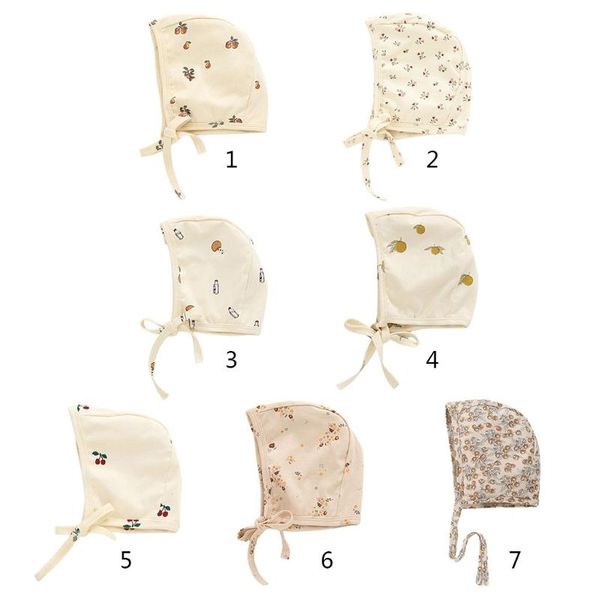 

caps & hats 1 pc baby cotton print hat born floral vintage infant bonnet cute little loop for 0-24 month, Yellow