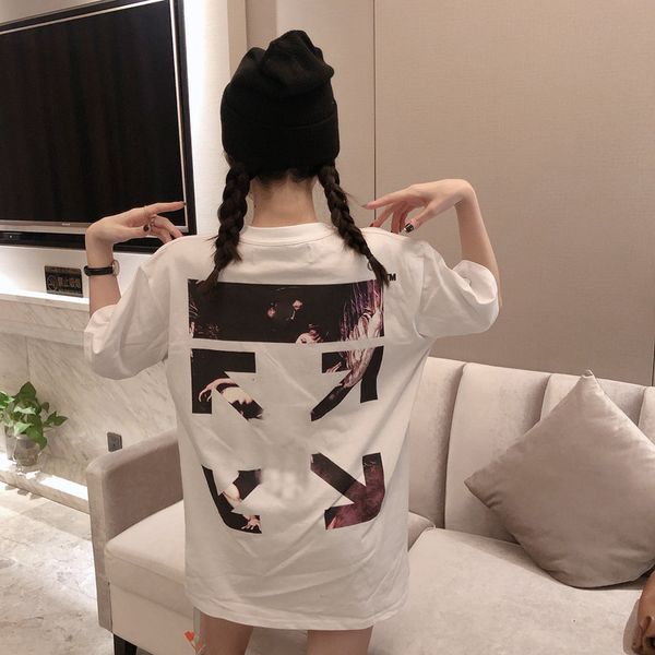 

20ss women's t-shirts oil painting religious arr print short sve and casual t-shirt off, White
