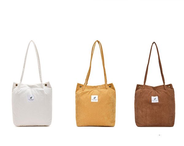 

women corduroy shoulder reusable shopping bags casual tote female handbag dropshipping bag