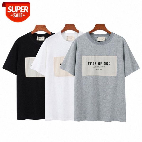 

fog sixth main line patch stitching casual round neck couple short-sleeved t-shirt #vw7v, White;black