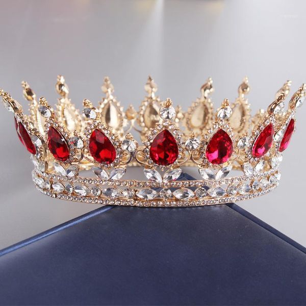 

luxury crystal bridal tiaras princess crowns queen pageant prom gold rhinestone women wedding hair accessory clips & barrettes, Golden;silver