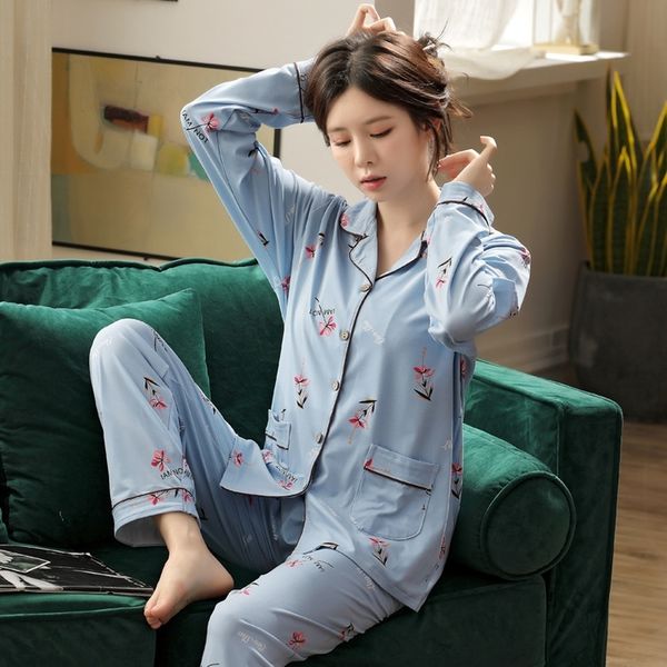 

plus cloth 6xl 7xl spring women pajamas sets girls sleepwear pyjamas soft nightwear female cartoon youth pijama suit 3xl 4xl 5xl 210320, Black;red