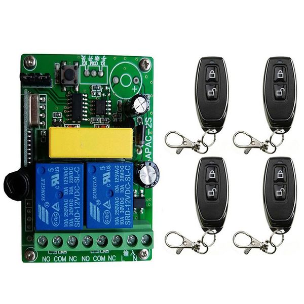 

smart home control ac 220v 2ch 10a relay 1 ch wireless rf remote switch transmitter with receiver module 433mhz led