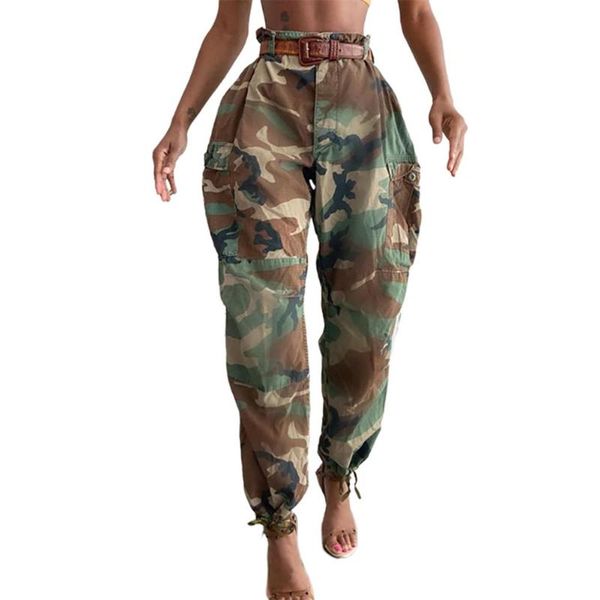 

woman pants fashion high waist camouflage print ankle tied sports long trousers joggers women sweatpants ropa mujer women's & capris, Black;white