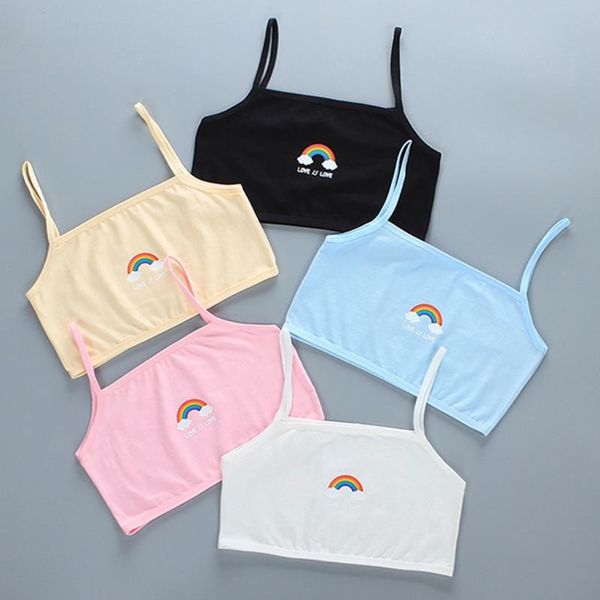 

bustiers & corsets student puberty girl summer training bra cute rainbow cloud print breathable underwear single layer wirebralette, Black;white
