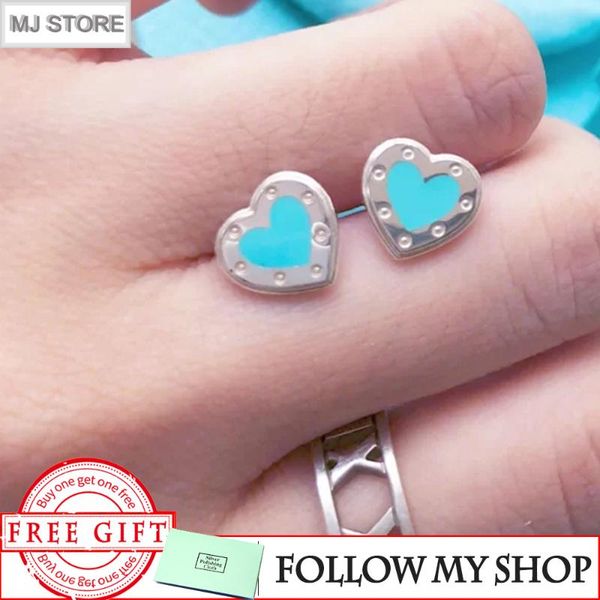 

dangle & chandelier mj original 1:1 sterling silver s925 earrings 1heart-shaped t ear studs gradient chain jewelry for women