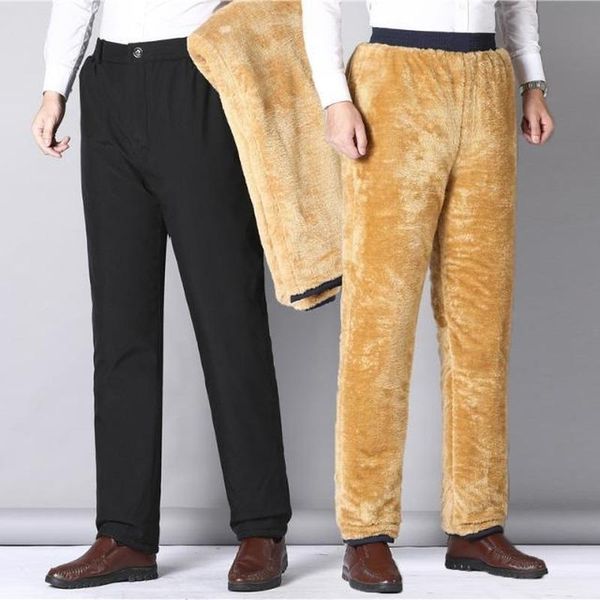 

men's pants winter plus velvet men vintage stretch trouser classic autumn straight pant pantalon homme black size s-5xl y319