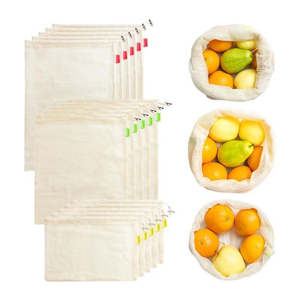 

reusable cotton mesh produce bag eco friendly fruit bags storage