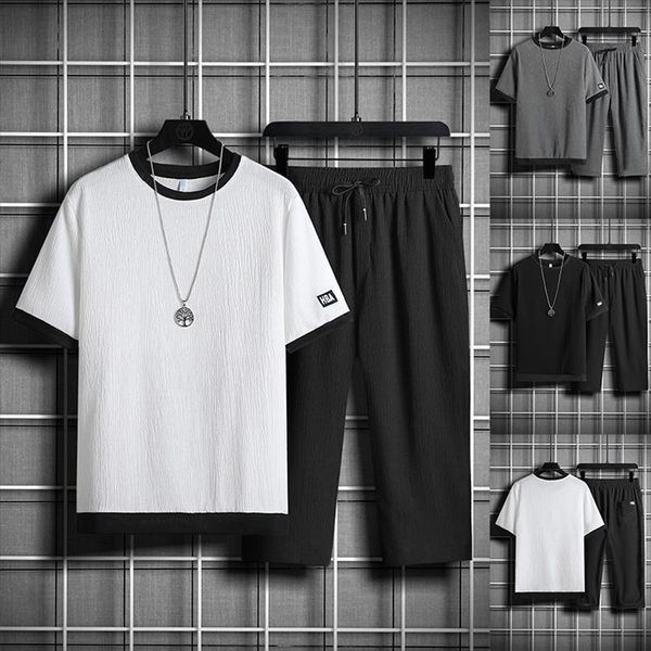 

t shirt shorts set men tracksuit breathable nylon fabric casual summer 2 pieces fashion outfit suit sweatsuit short, Gray