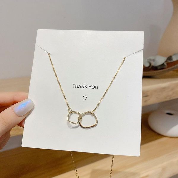 

circle necklace simple temperament tide net red ins korean version of niche design sense geometric lock chain 2021 pendant necklaces, Silver
