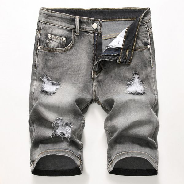 

pant breen pants, male 2021 summer ripped short breech hip hop pants streetwear thin hole denim shorts men's clothes orst, Black