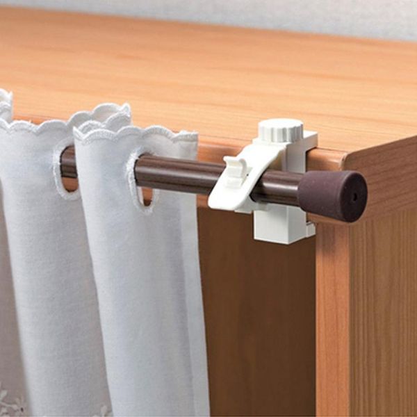 

hooks & rails 2pcs curtain rods bracket hanger hook rod support clamp crossbar fixing clip wall organizer rack home storage