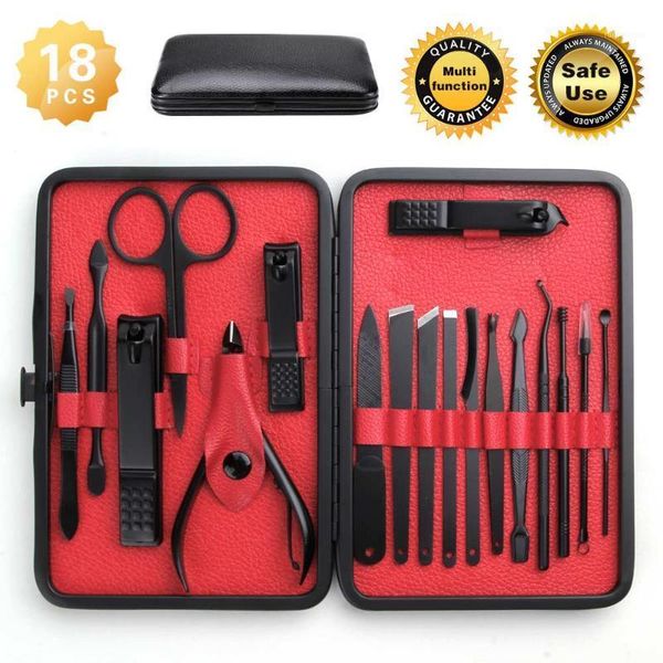 

12/15/18pcs manicure set nail clippers sets stainless steel pedicure kit ingrown file scissors tweezers cuticle pusher1