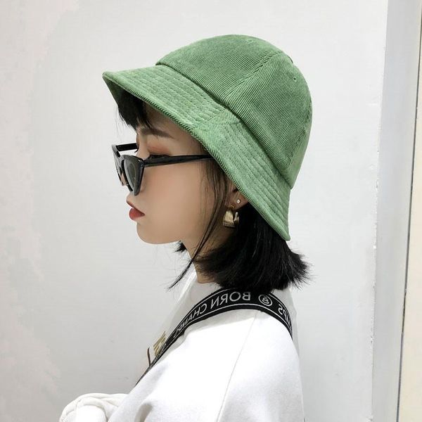

wide brim hats summer green women dome bucket fishing corduroy yellow cute panama lady cap korean version travel kawaii sunhat fashionable, Blue;gray