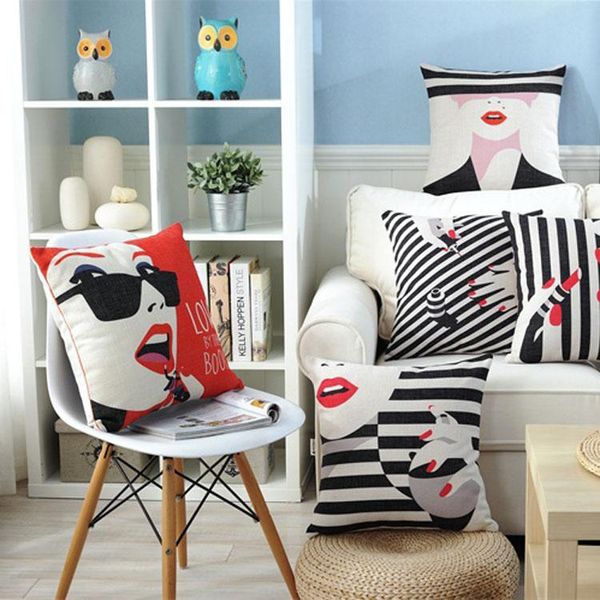

cushion/decorative pillow american literature red lips printed pillowcase fashion girl cushions decorative home decor sofa throw pillows 45*