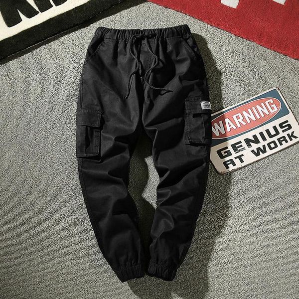 

harem joggers multi-pocket cargo pants men camouflage man cotton sweatpants streetwear casual plus size trousers m-7xl n0ha, Black