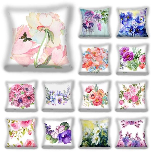 

cushion/decorative pillow color flower cushion cover polyester leaves decorative pillowcase home decoration sofa fundas de colchÃ³
