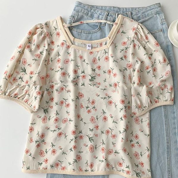 

women's t-shirt casual tshirts clothing cotton tee bandage pullover short t-shirts femme square collar sleeves ladies, White