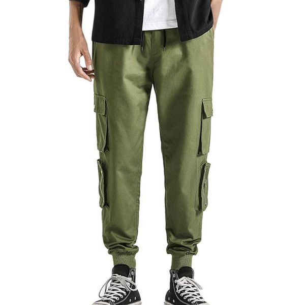 

men's pants plus size 4xl men cargo multi pocket casual big trousers overall cotton male long baggy large trouser #b, Black