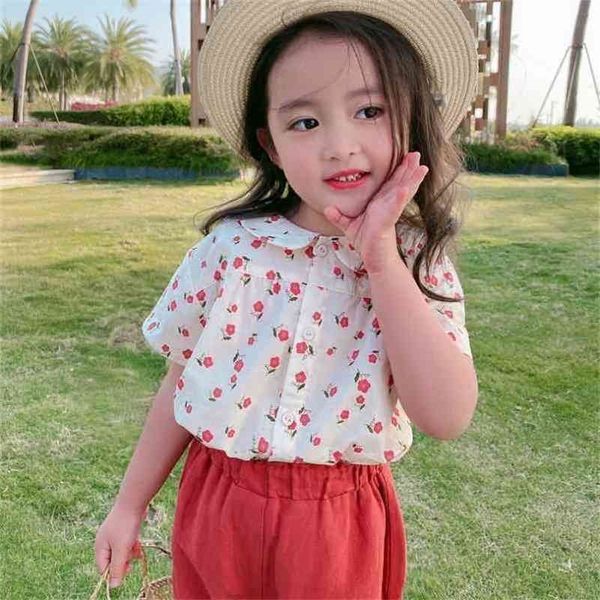 

summer arrival girls fashion floral 2 pieces suit short clothing 210528, White
