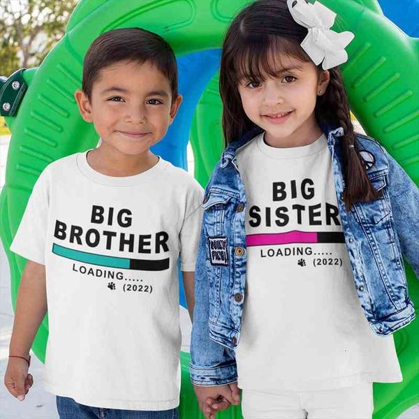 

big brother loading 2022 sister t shirt sibling baby announcement toddler, Blue