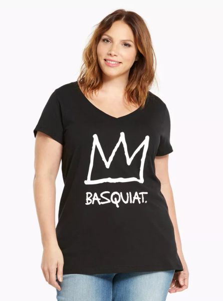 

torrid jean michel basquiat crown women's girls plus size t-shirt nwt official, White;black