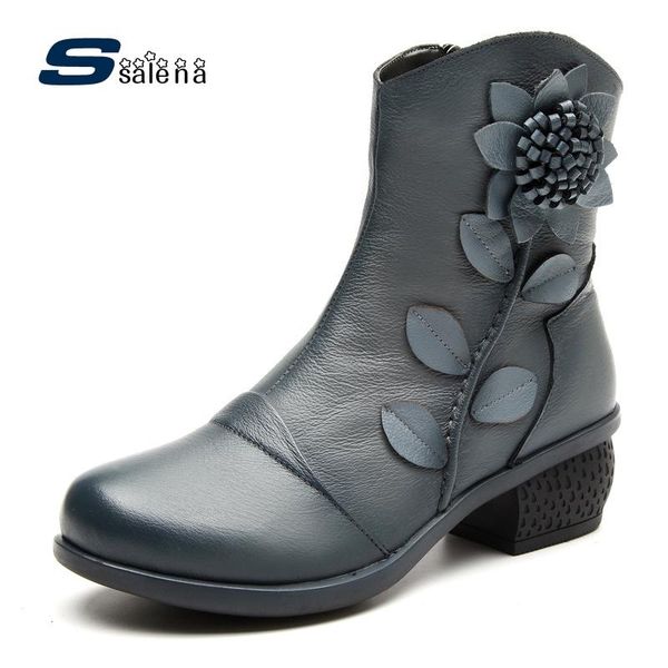 

boots winter women vintage design retro high comfortable outdoor shoes with fur 20125, Black